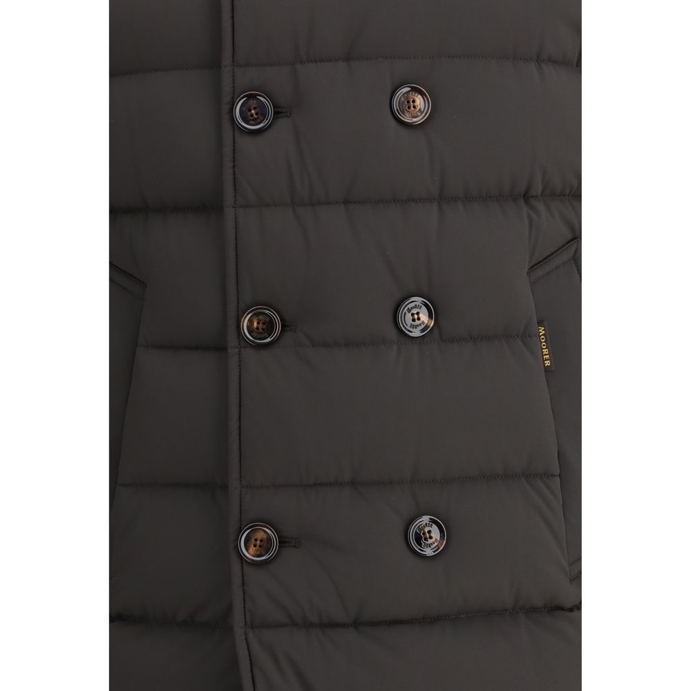 MooRER Schwarze Polyamid-Jacke in voller Länge