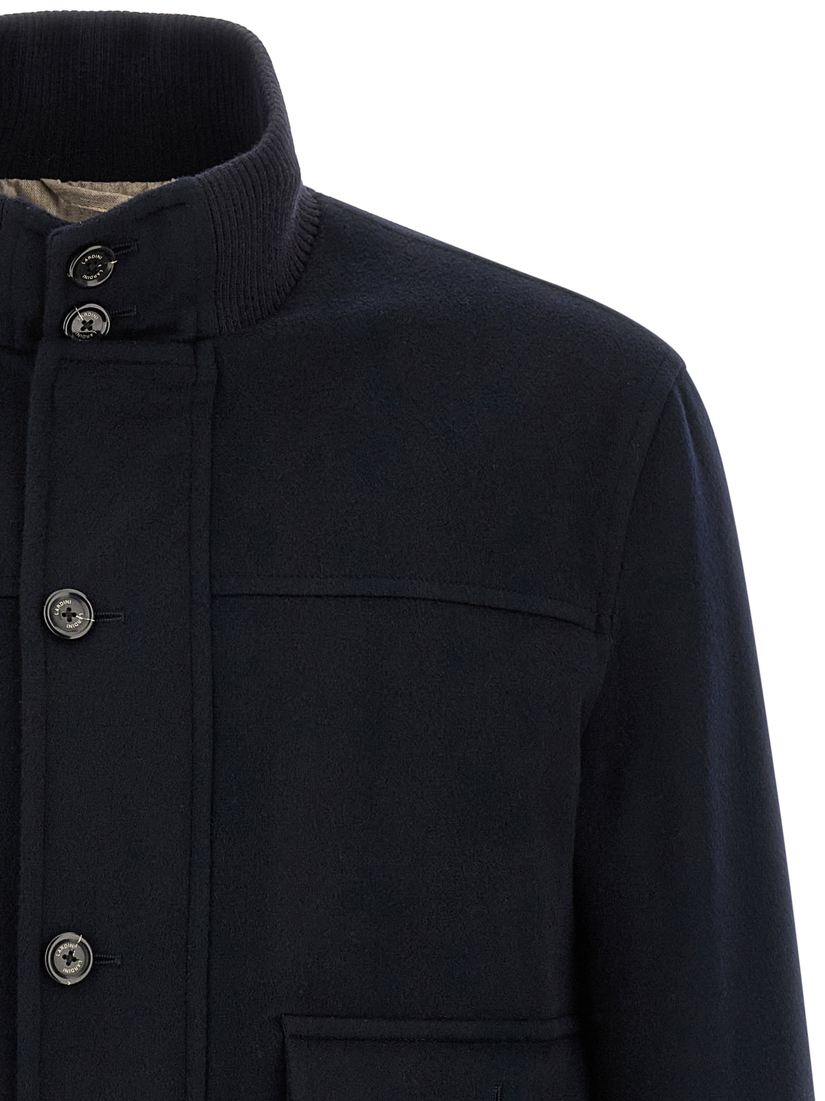 Lardini Blaue Jacke aus reiner Schurwolle in voller Länge