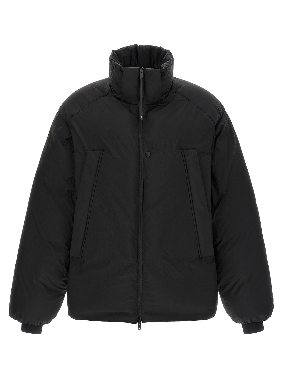 Y-3 Schwarze Jacke aus recyceltem Polyamid in voller Länge
