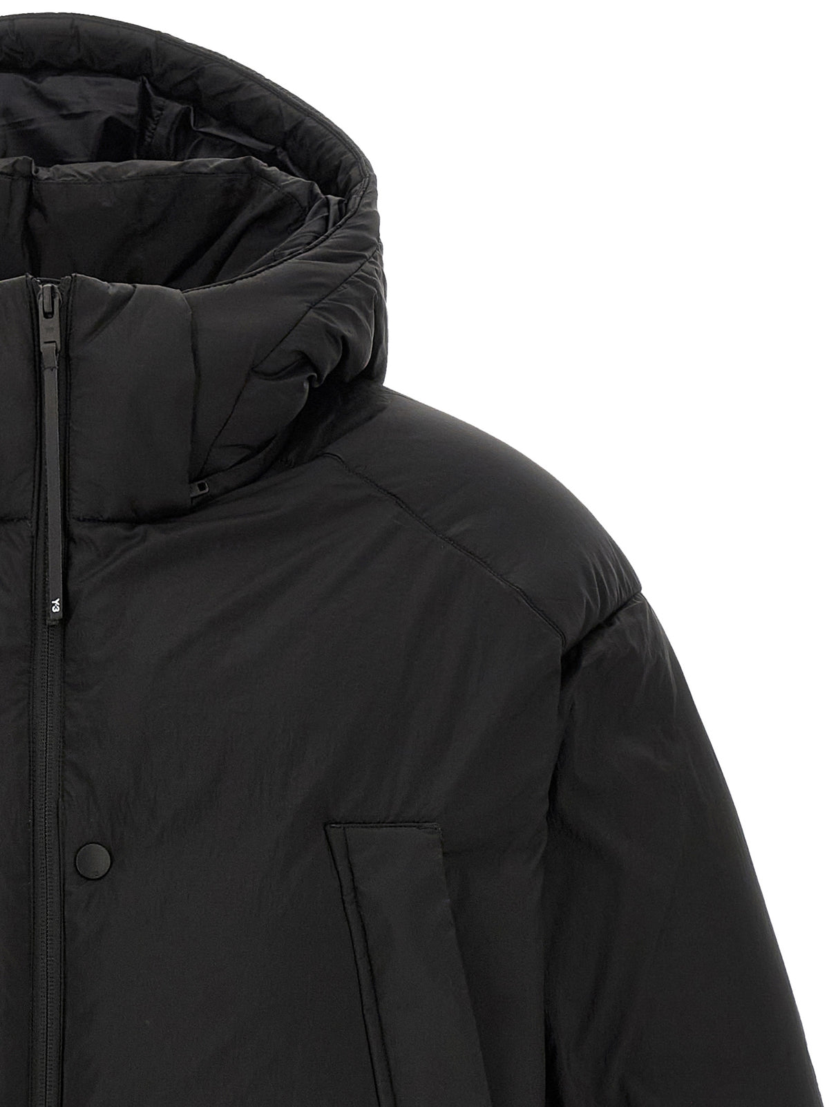 Y-3 Schwarze Jacke aus recyceltem Polyamid in voller Länge