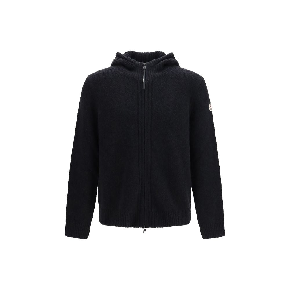 Moncler Schwarzer Kapuzenpullover Oves Aries aus Wolle