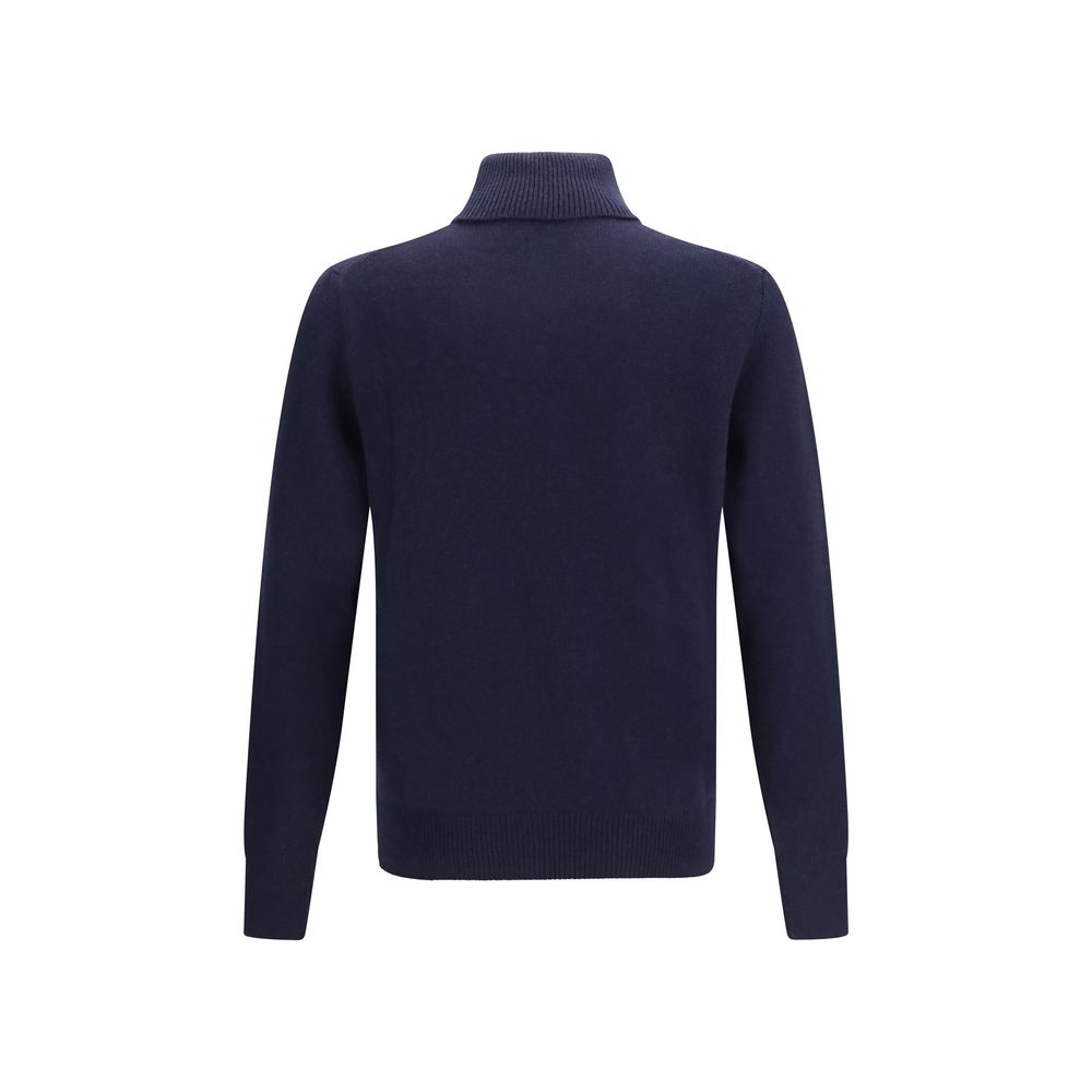 Aragona Cashmere Blauer Kaschmir-Rollkragenpullover
