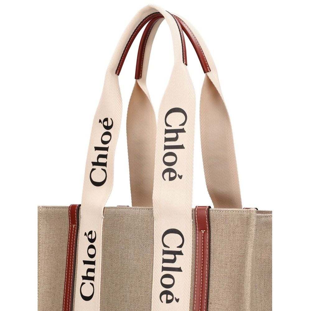 Chloé Beige Leinen-Tragetasche