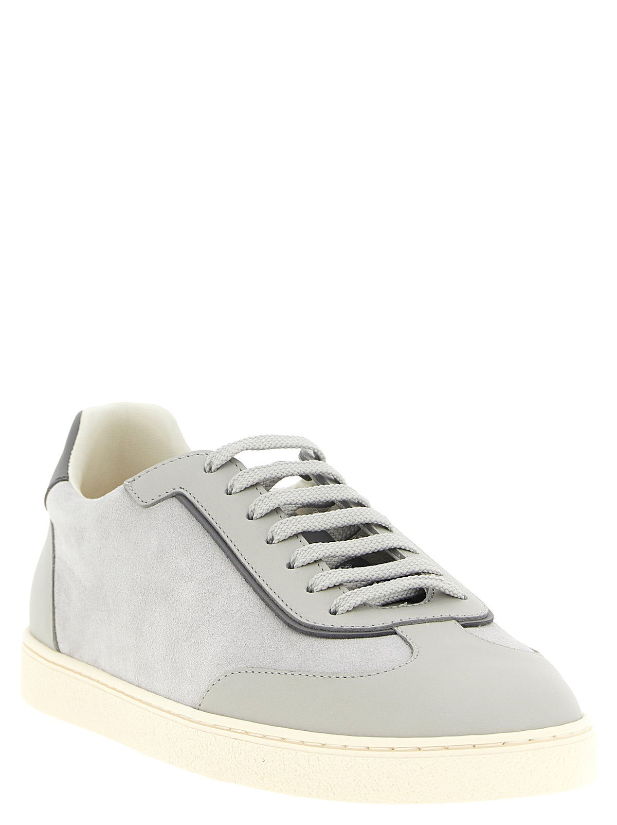 Brunello Cucinelli Graue Kalbsleder Low-Top-Sneaker