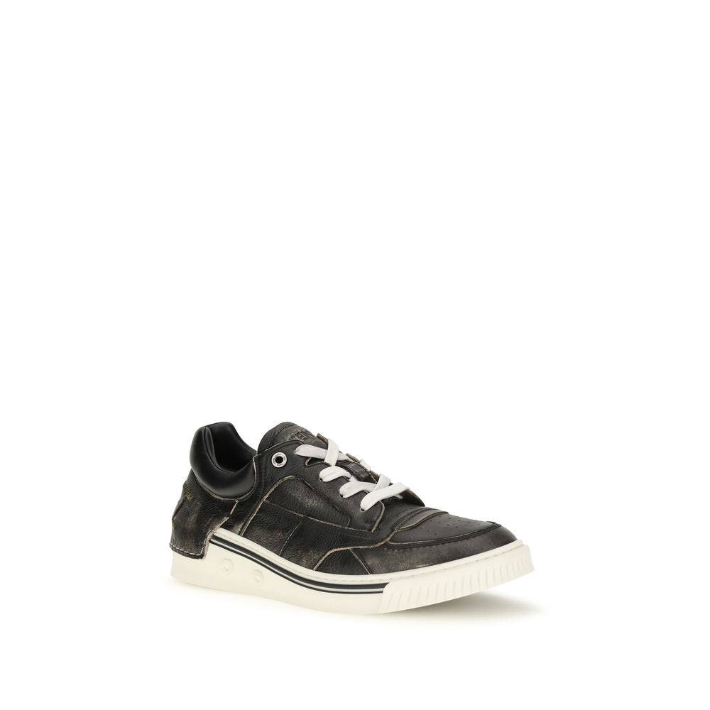 Fendi Schwarze Bos Taurus Kalbsleder Low-Top-Sneaker
