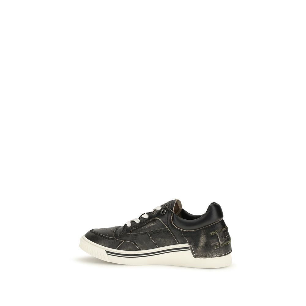 Fendi Schwarze Bos Taurus Kalbsleder Low-Top-Sneaker
