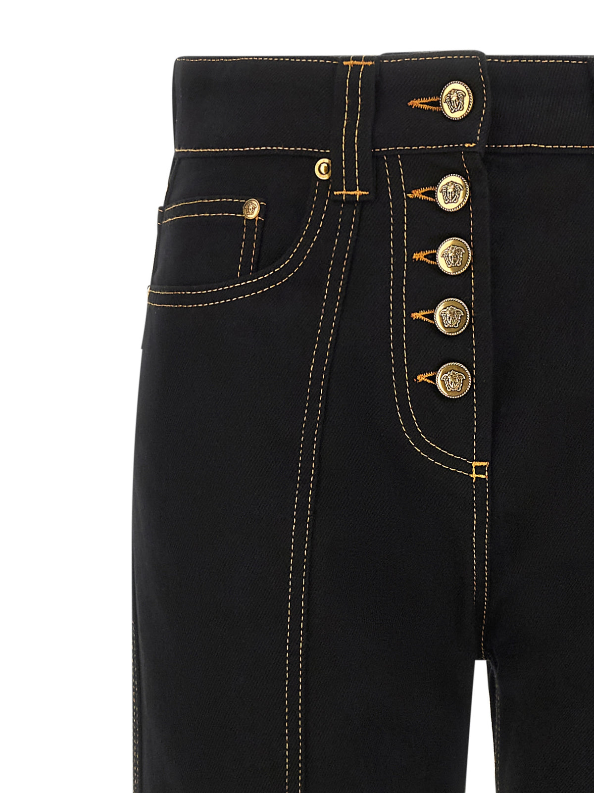 Versace Schwarze Jeans aus Baumwolle mit geradem Bein