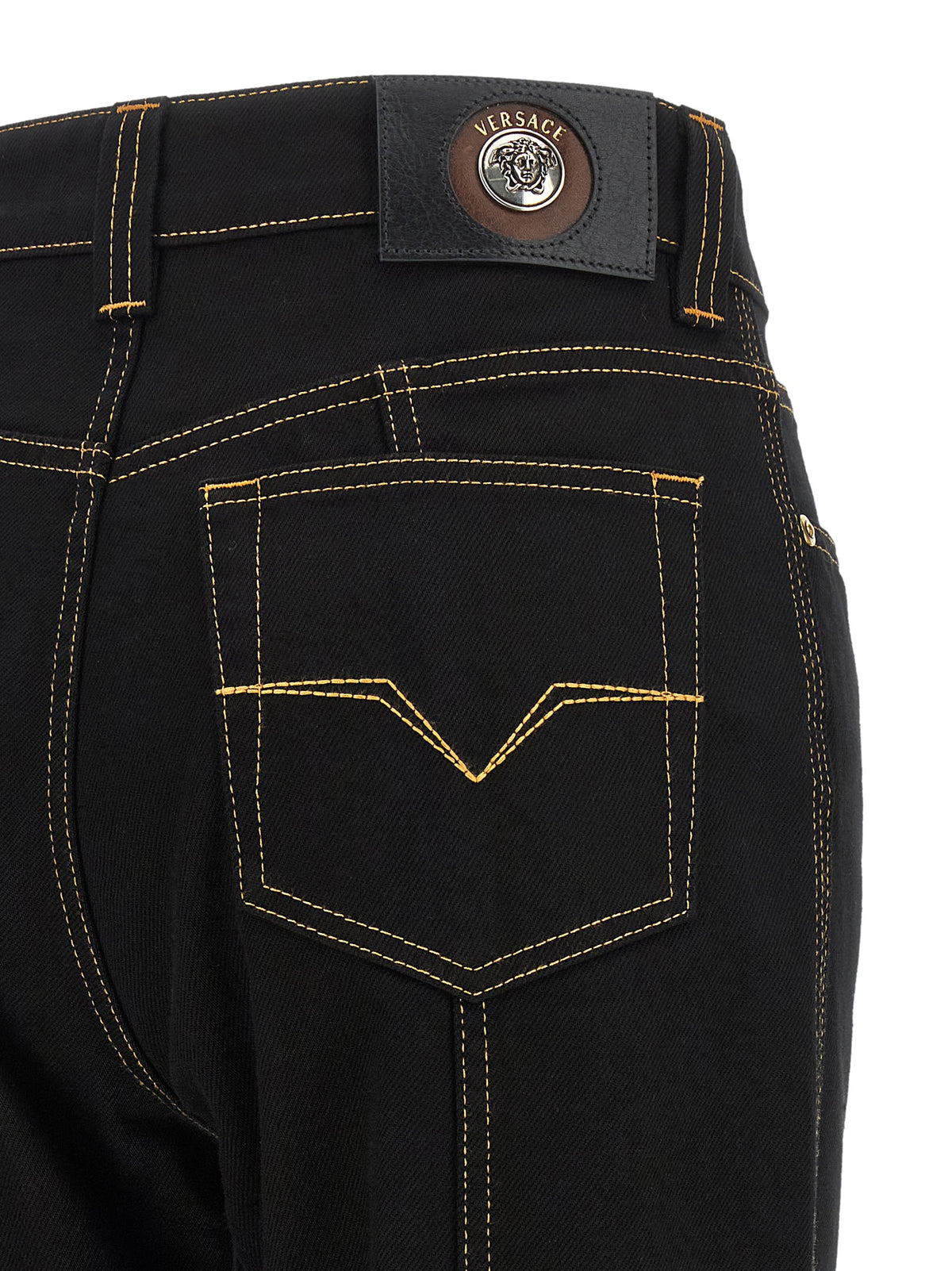 Versace Schwarze Jeans aus Baumwolle mit geradem Bein