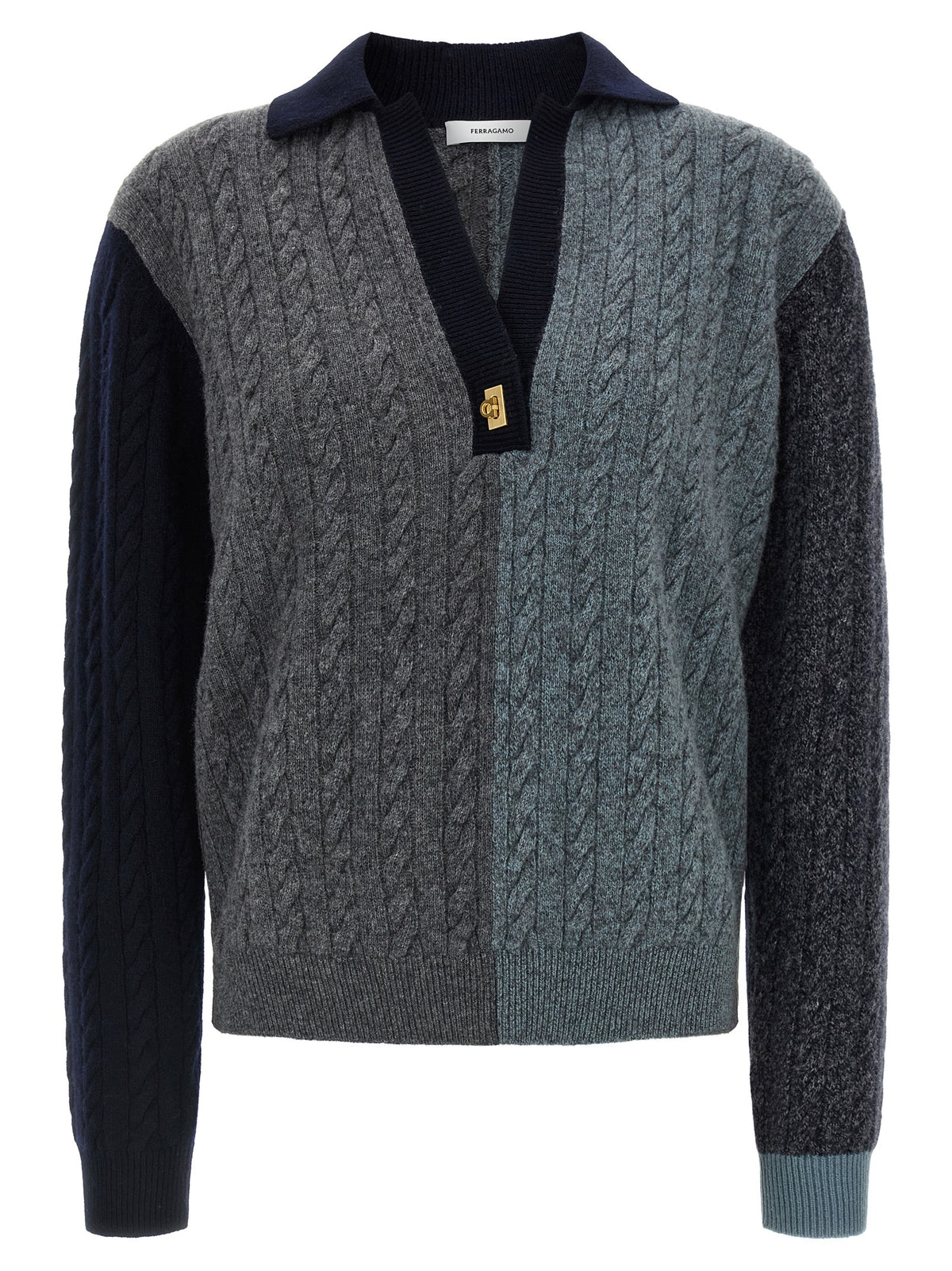 Ferragamo Mehrfarbige Strickjacke aus reiner Schurwolle
