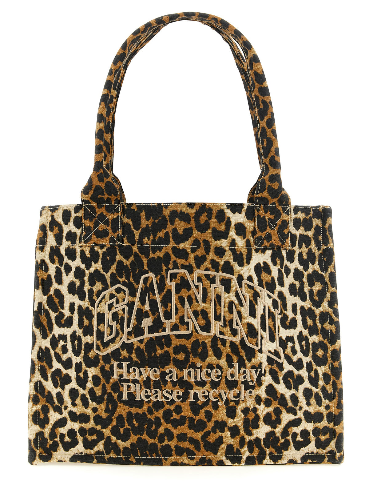Ganni Braune Tote Bag aus recycelter Baumwolle