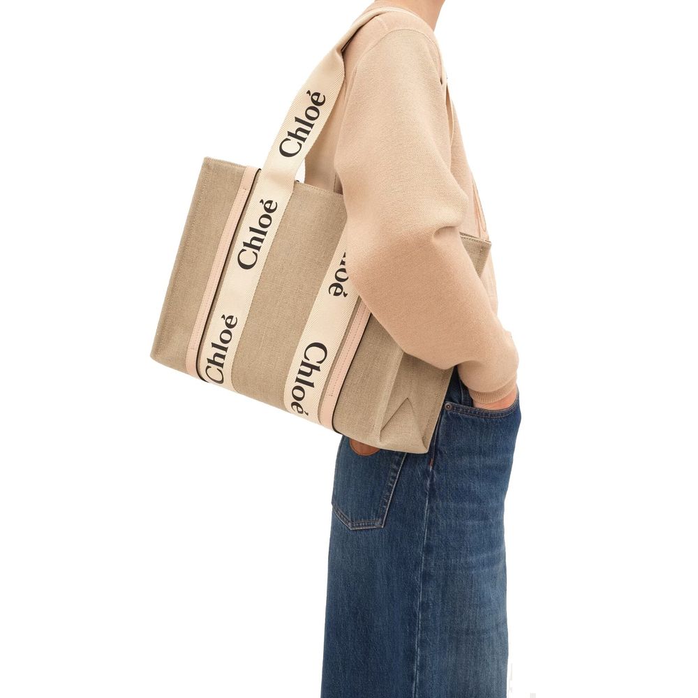 Chloé Beige Leinen-Tragetasche