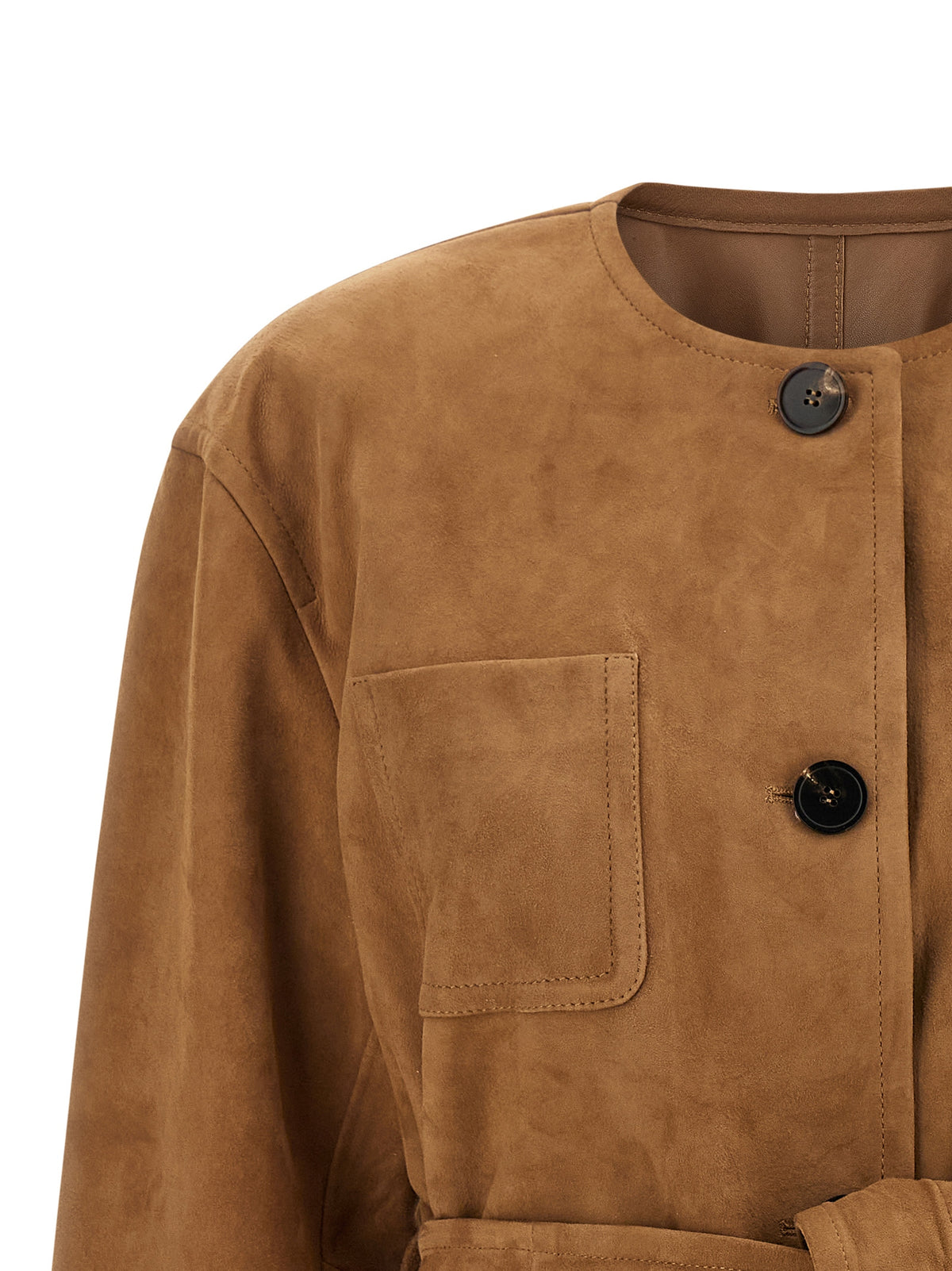 Max Mara Braune Lammlederjacke