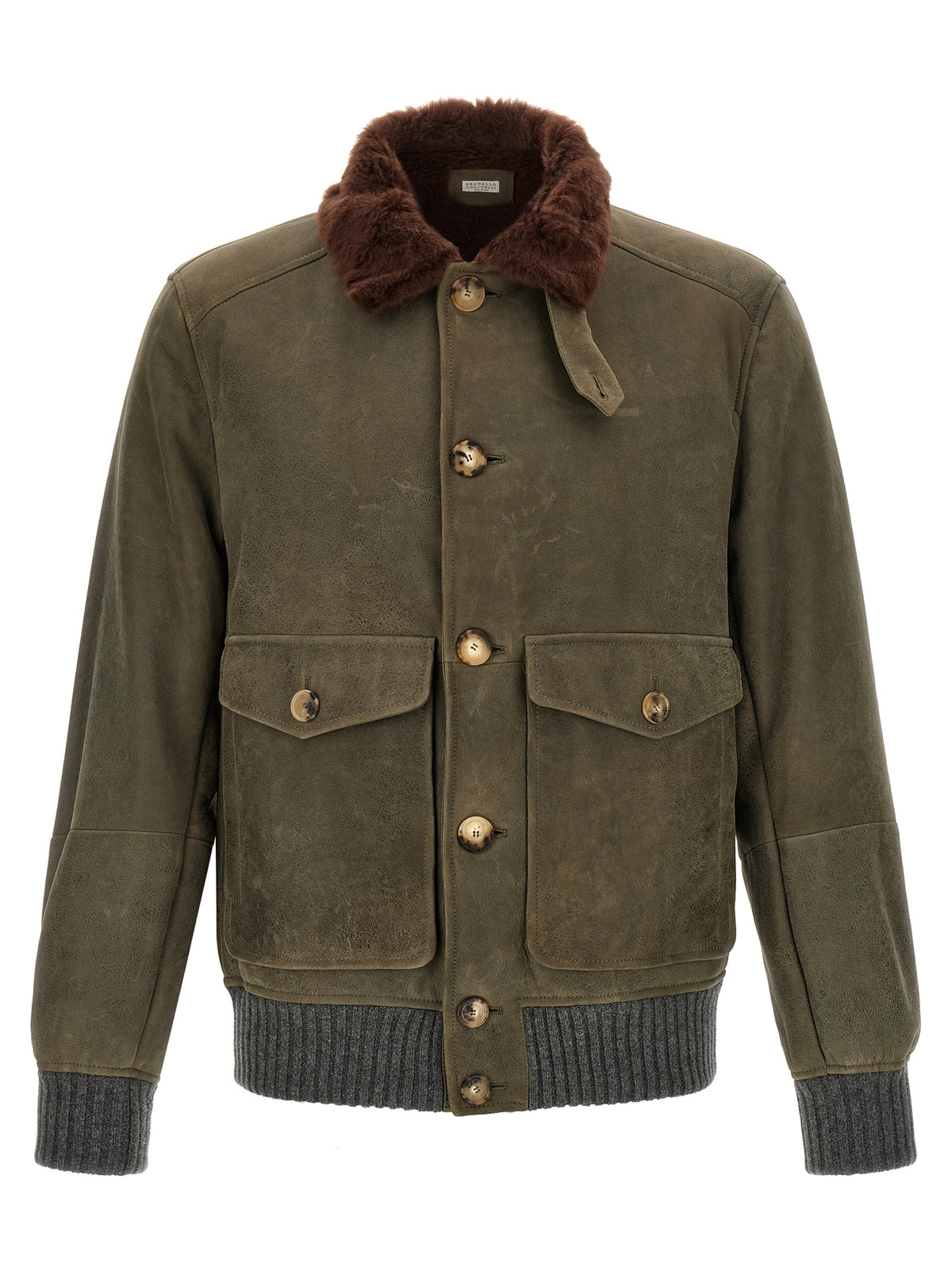 Brunello Cucinelli Zweifarbige Lammlederjacke