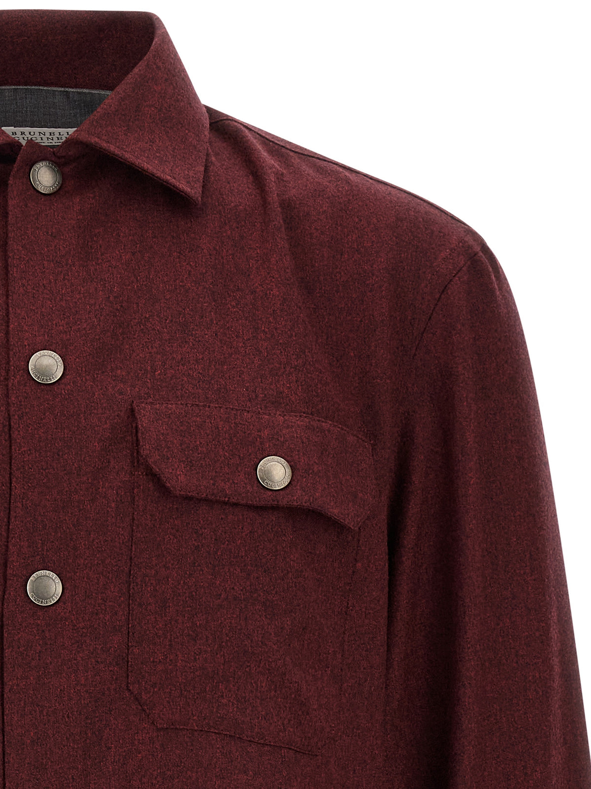 Brunello Cucinelli Bluse aus reiner Schurwolle in Bordeaux