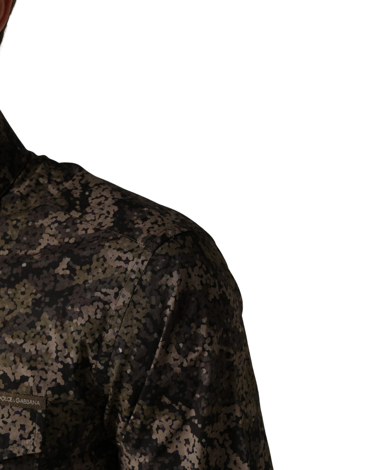Dolce & Gabbana Herrenhemd mit langem Arm in Braunem Camouflage-Muster