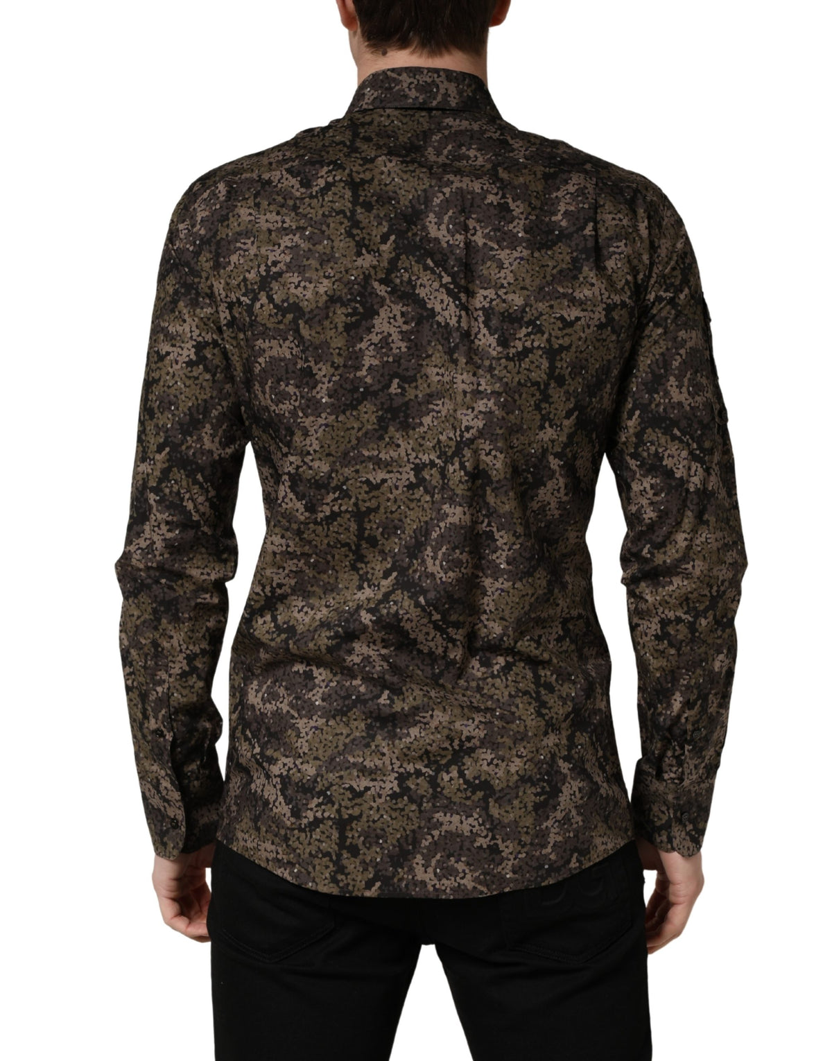 Dolce & Gabbana Herrenhemd mit langem Arm in Braunem Camouflage-Muster