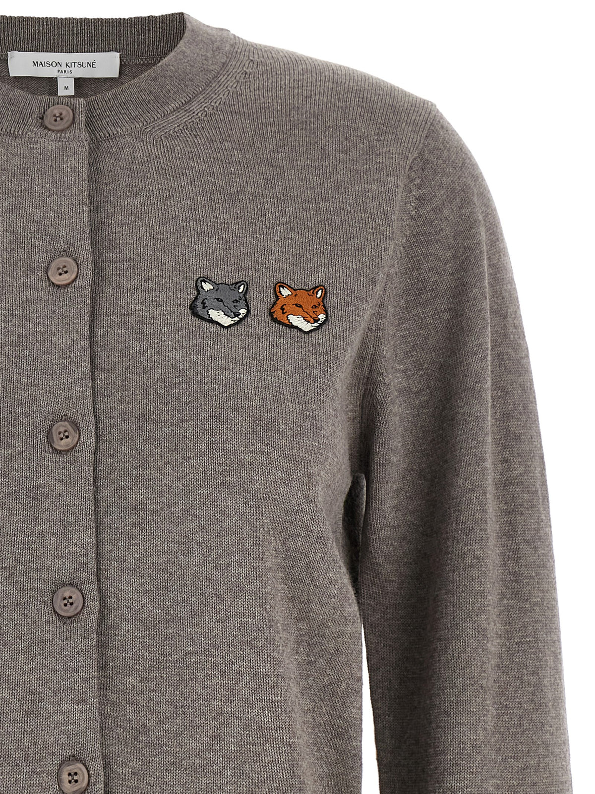Maison Kitsuné Grauer Wollcardigan