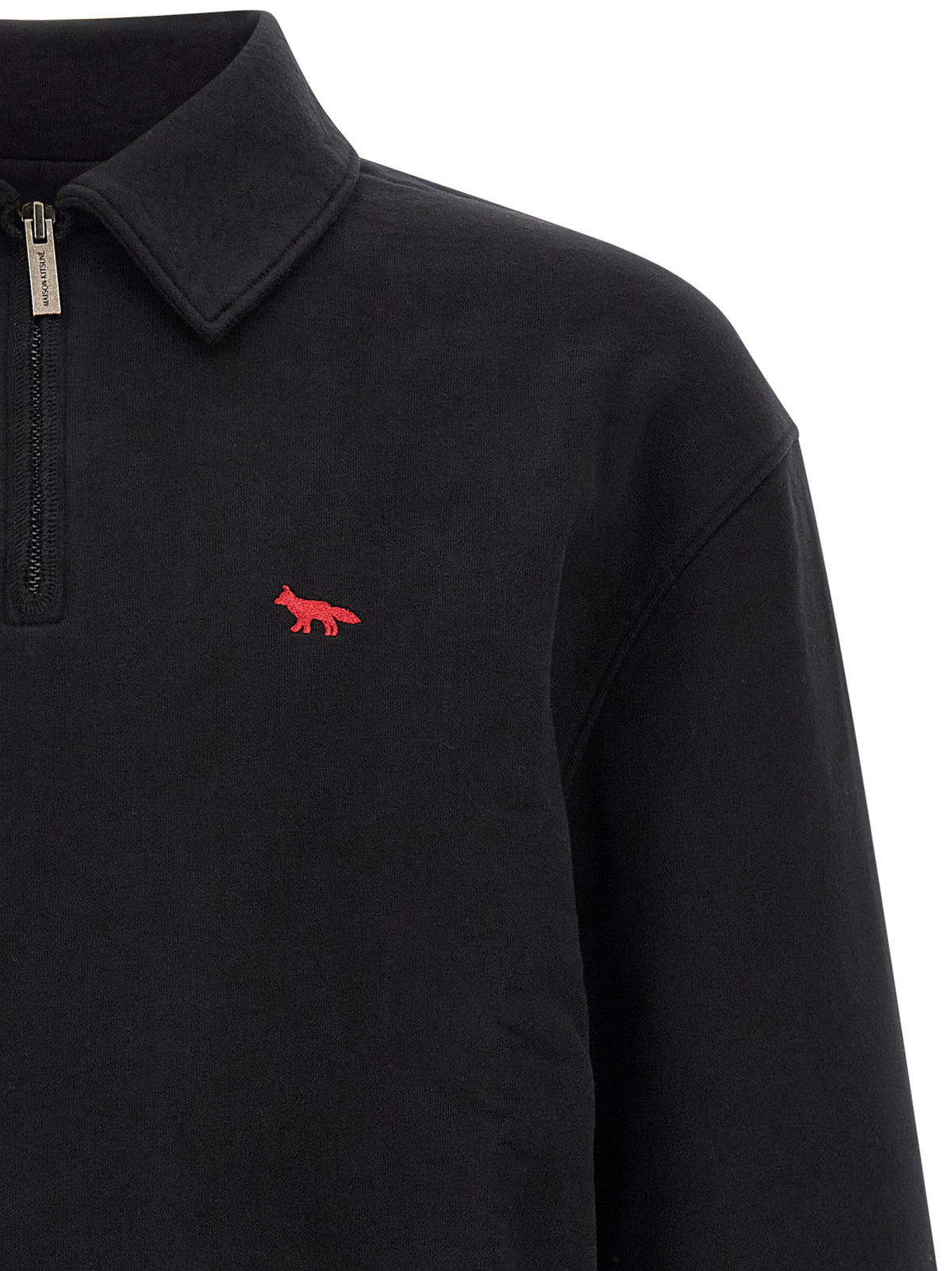 Maison Kitsuné Schwarzer Bio-Baumwoll-Sweater