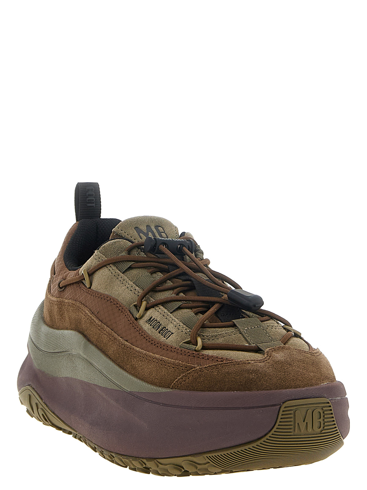 Moon Boot Braune Sneaker aus Rindsleder im Athletic-Stil