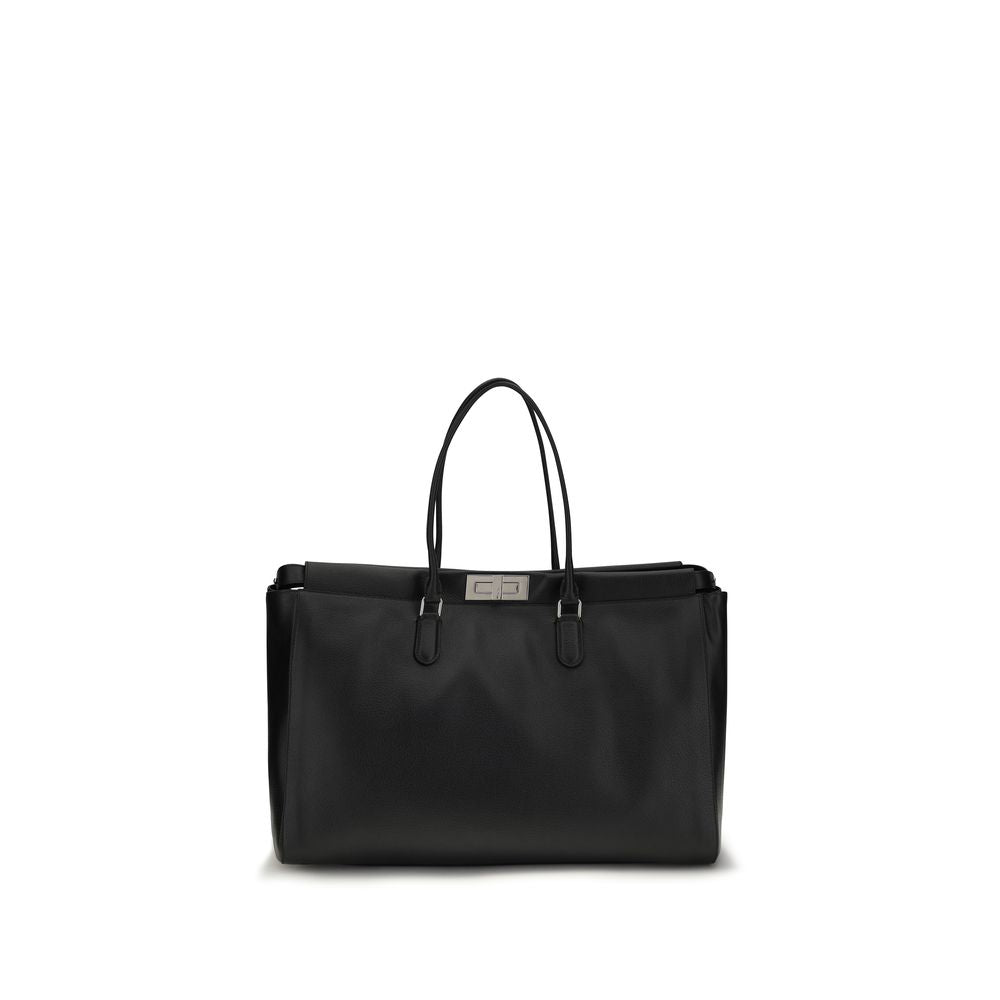 Fendi Schwarze Bos Taurus Kalbsleder Schultertasche