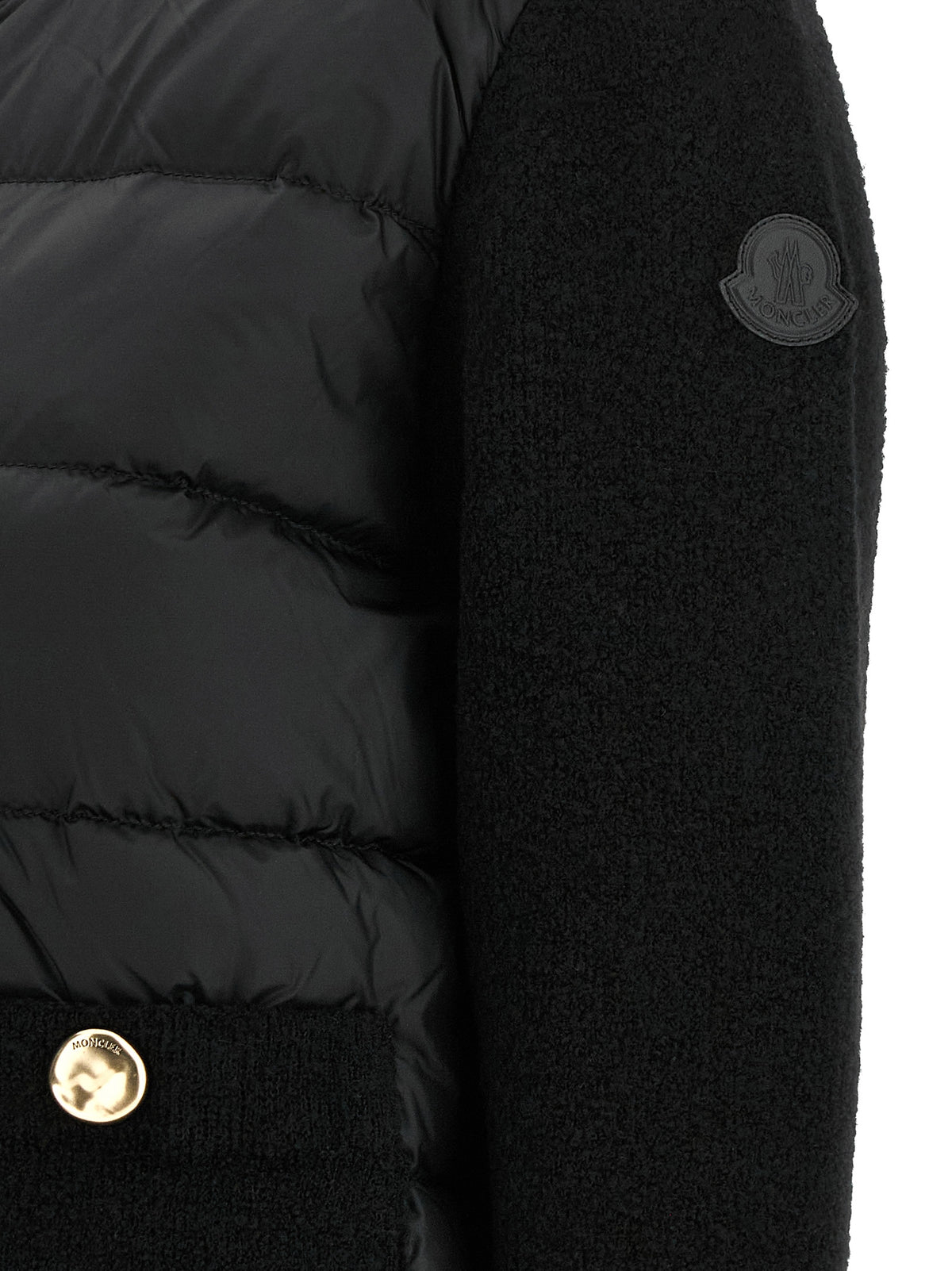 Moncler Schwarze Polyamid-Jacke in voller Länge