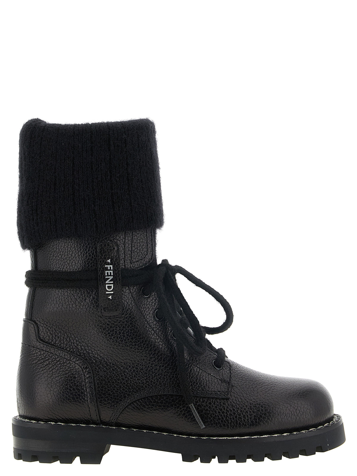 Fendi Schwarze Schnürstiefel aus Kalbsleder