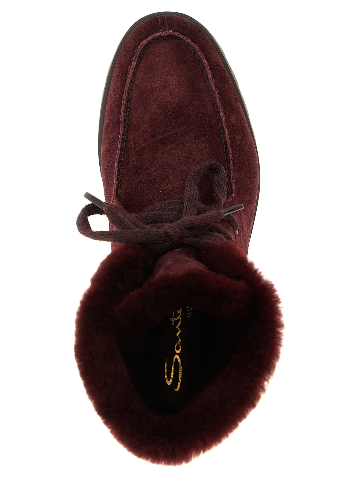 Santoni Ankle Boots aus bordeauxrotem Kalbsleder