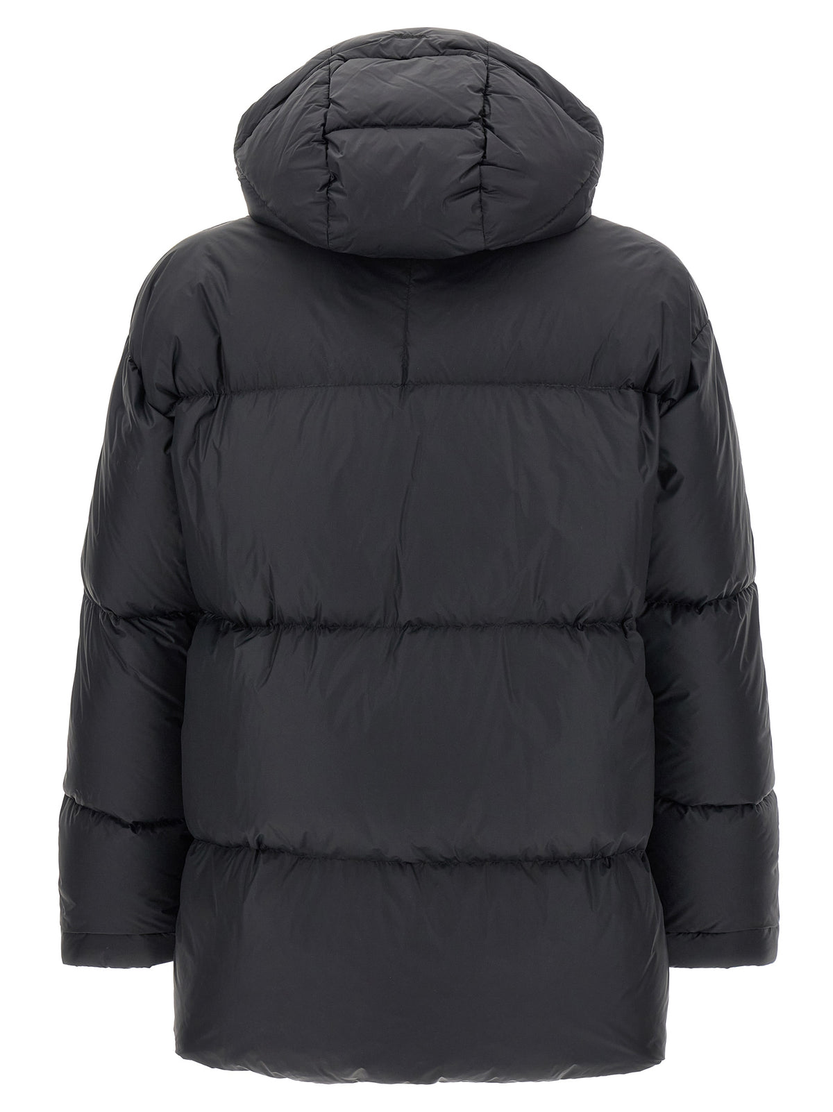 LAMINAR Schwarze Polyamid-Jacke in voller Länge