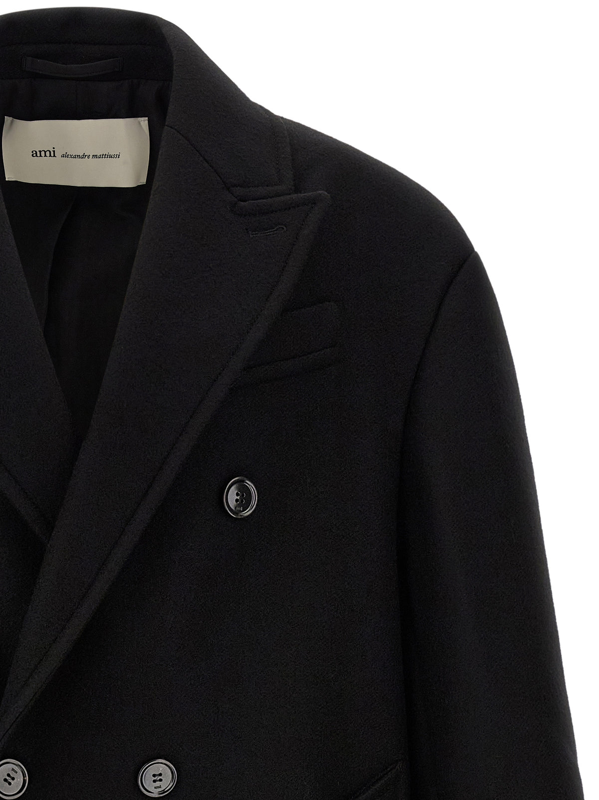 Ami Paris Schwarzer Wollmantel