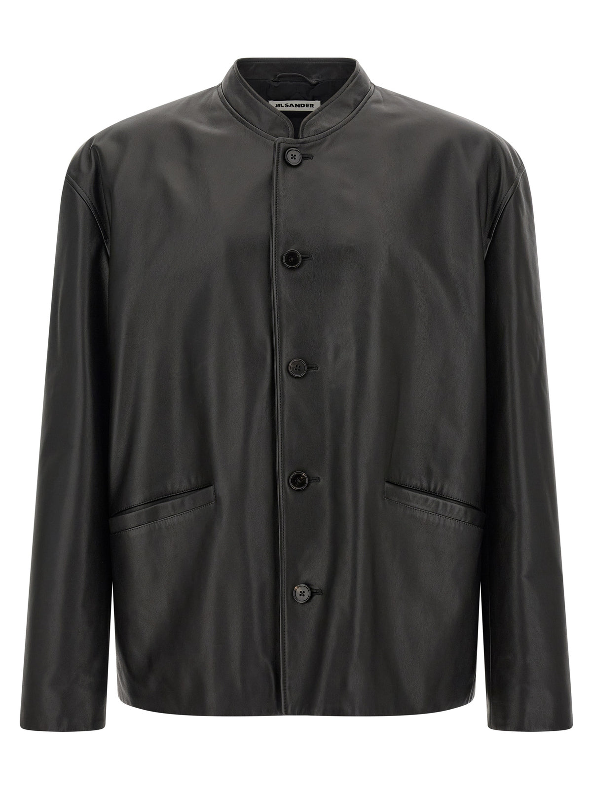 Jil Sander Schwarze Lederjacke aus Kalbsleder