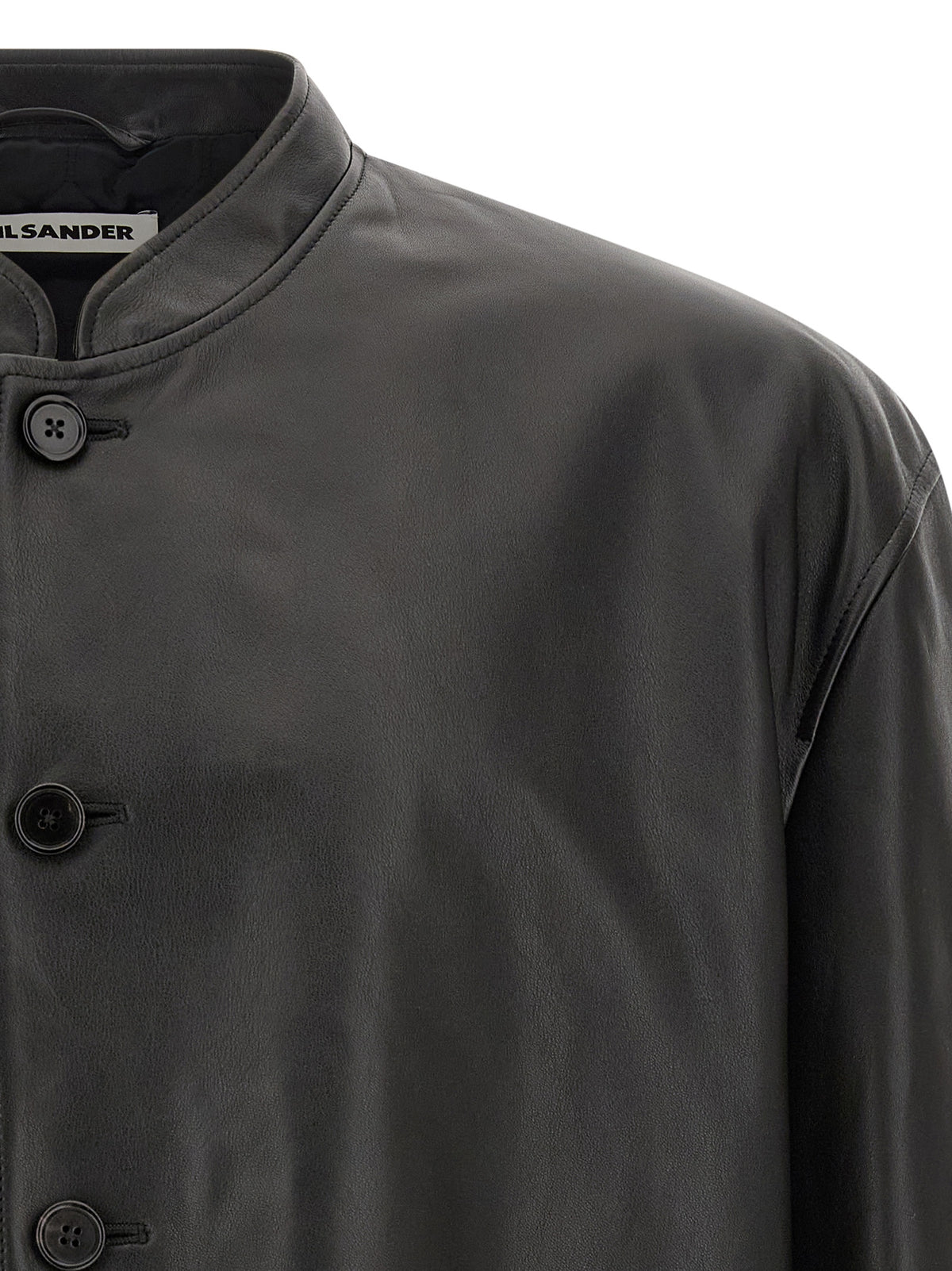 Jil Sander Schwarze Lederjacke aus Kalbsleder