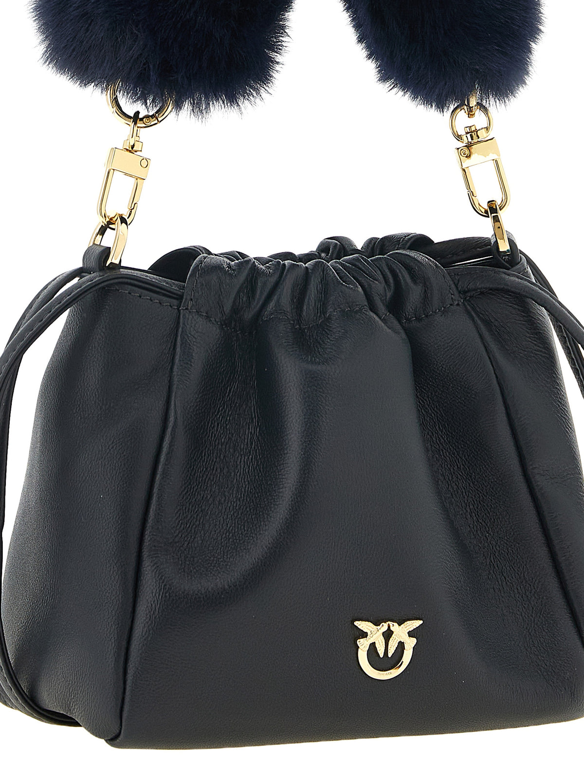 PINKO Schultertasche aus blauem Lammleder