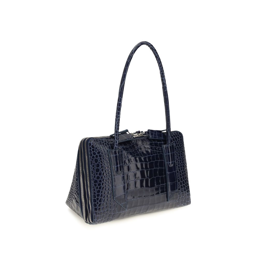 The Attico Schultertasche aus blauem Kalbsleder Bos Taurus