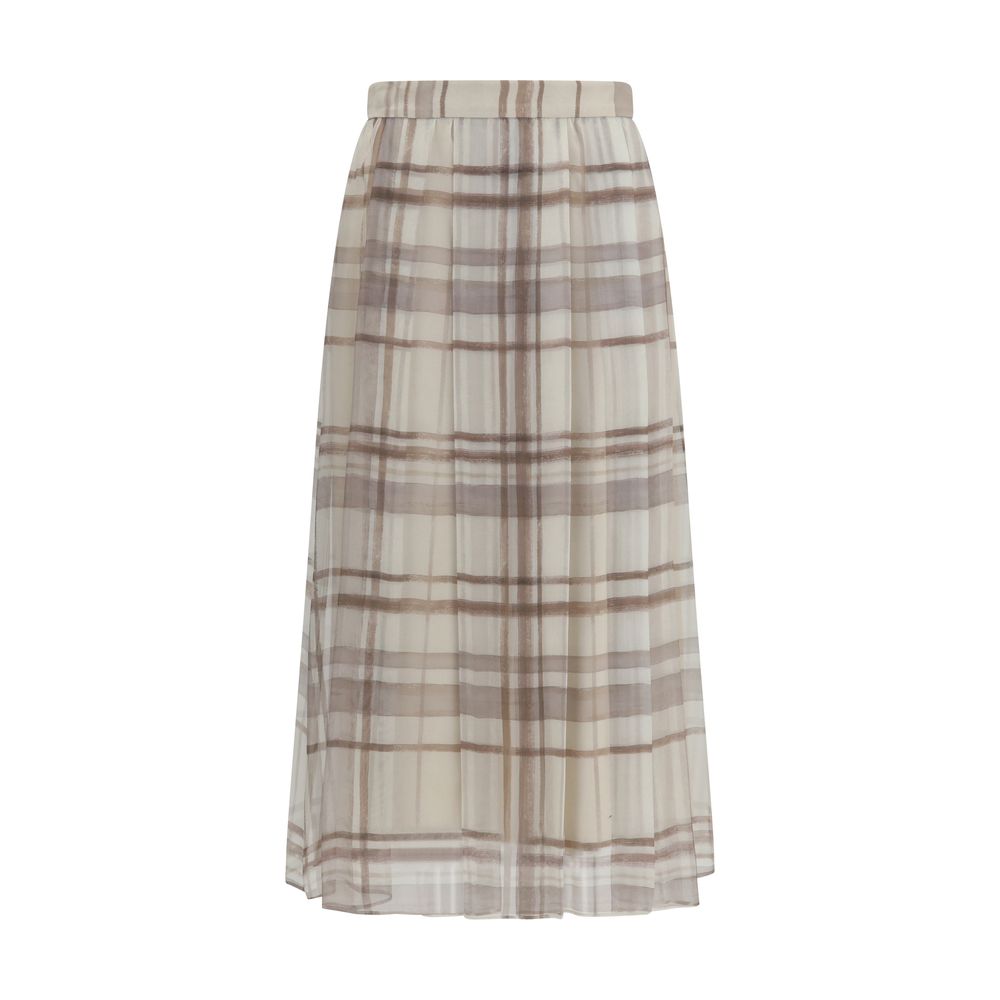 Brunello Cucinelli Beige Seiden-Midirock