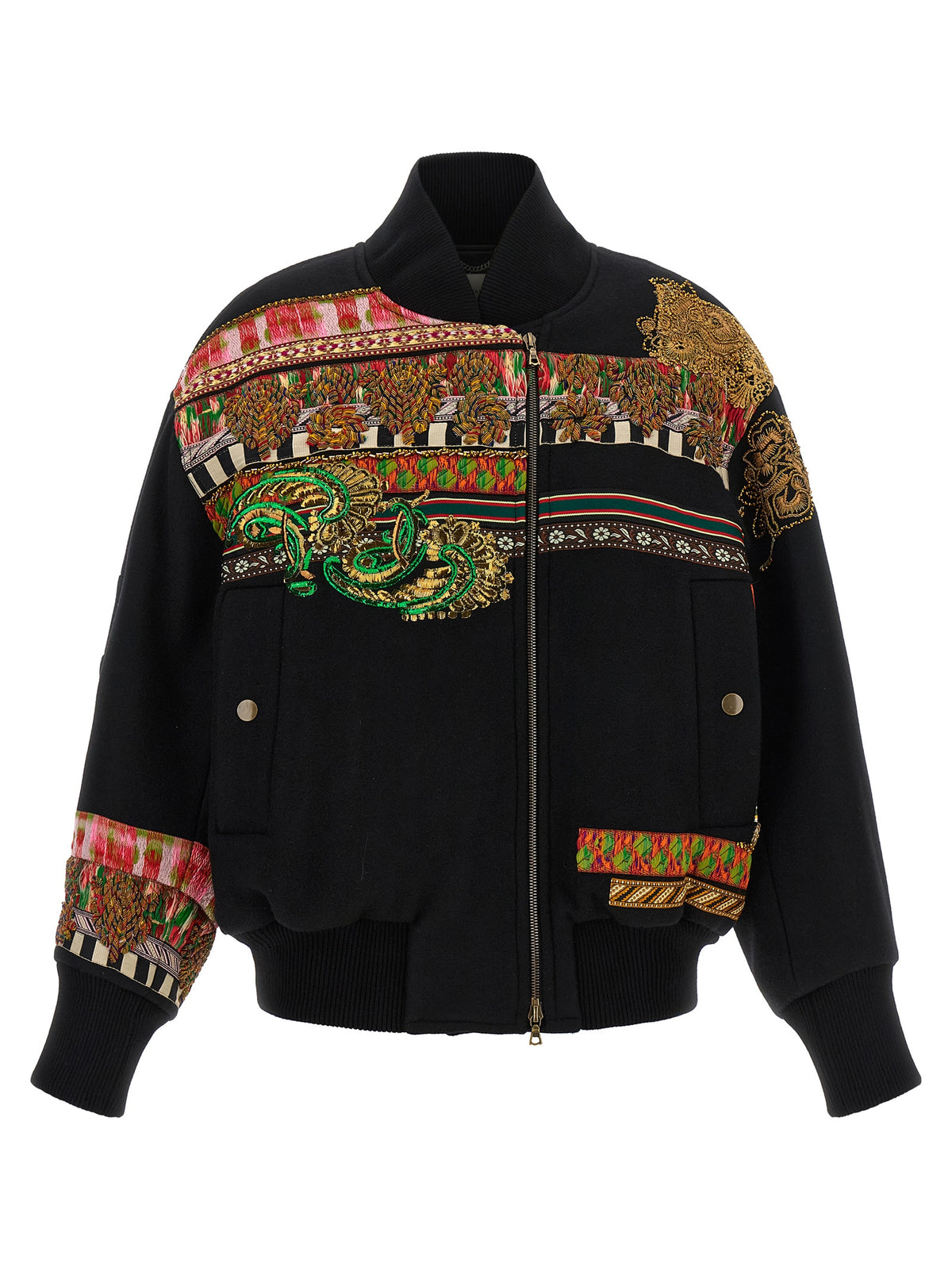Dries Van Noten Mehrfarbige Woll-Bomberjacke