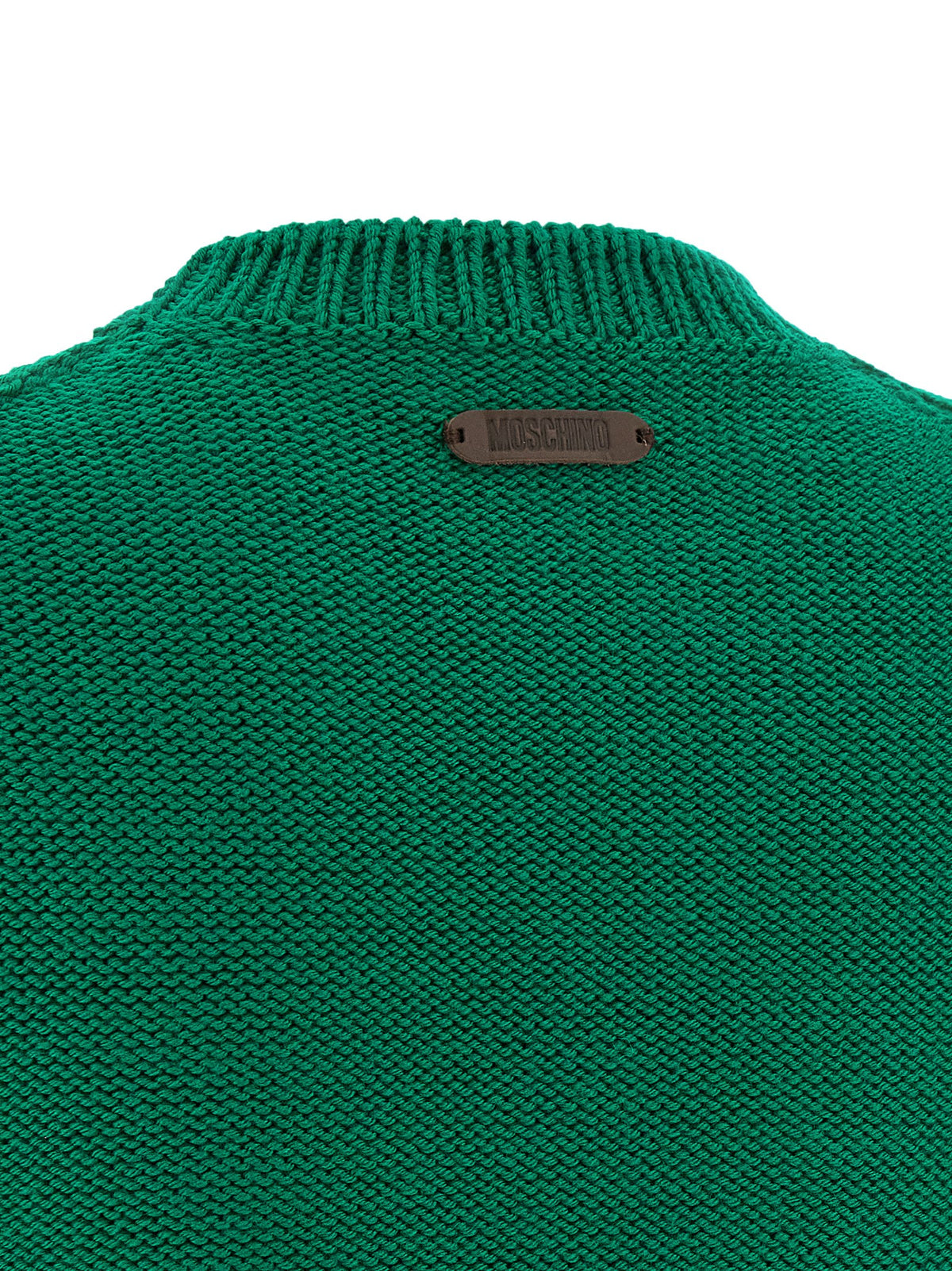 Moschino Zweifarbige Strickjacke aus reiner Schurwolle