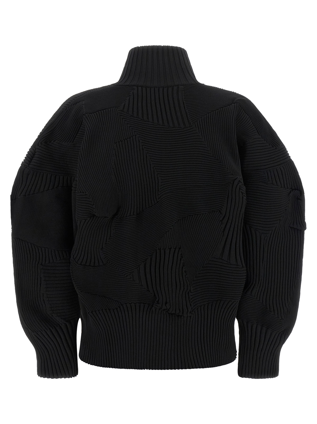 Issey Miyake Schwarze Polyester-Jacke in voller Länge