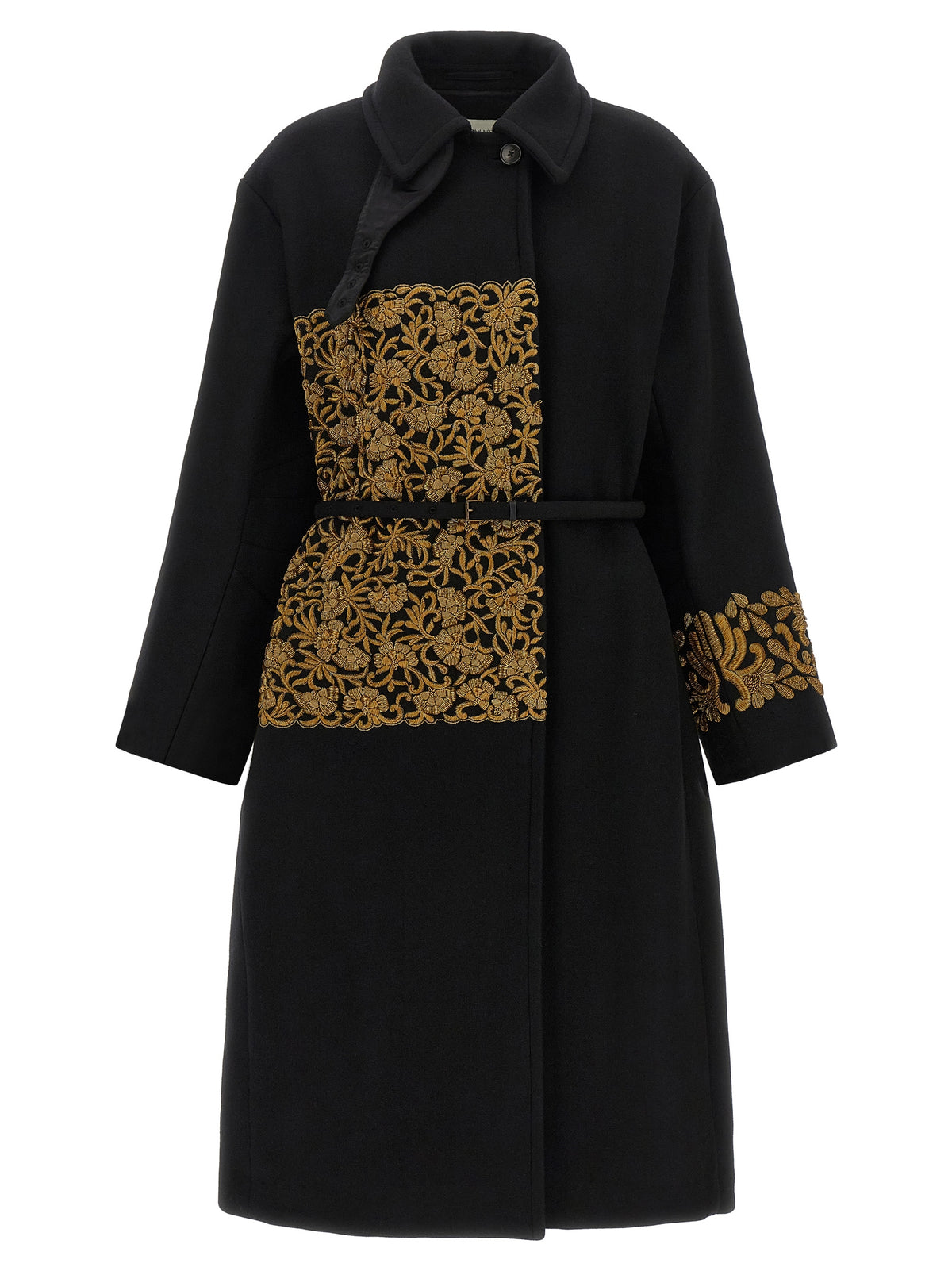 Dries Van Noten Schwarzer Wollmantel