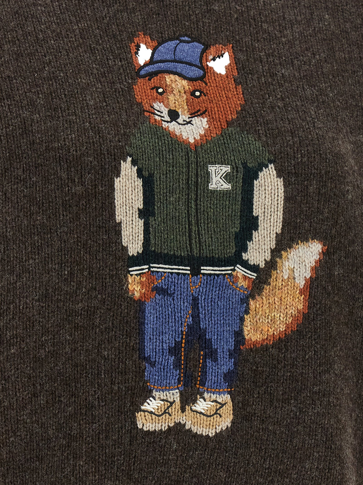 Maison Kitsuné Brauner Wollcardigan