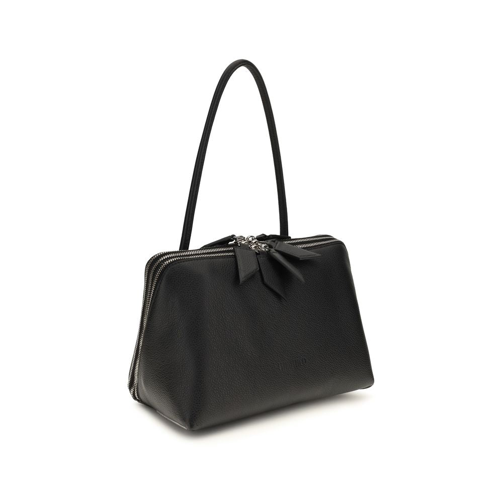 The Attico Schwarze Bos Taurus Kalbsleder Schultertasche