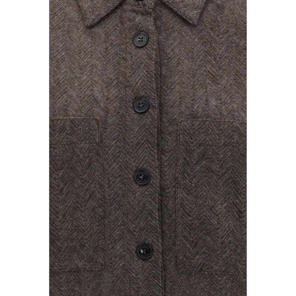 Missoni Braunes Kaschmir-Hemdblusenkleid