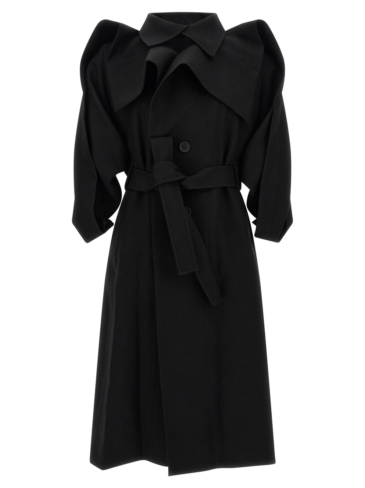 Issey Miyake Schwarzer Wollmantel