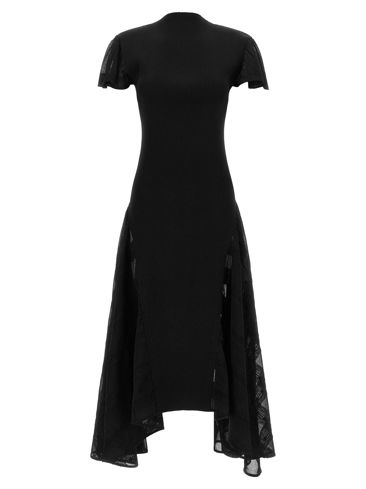 Lanvin Schwarzes Seiden-Midikleid