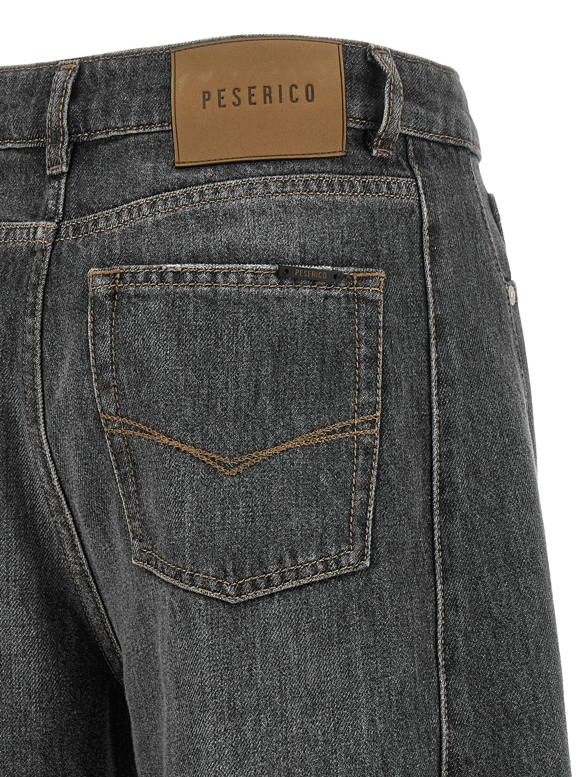Peserico Graue High-Waist-Jeans aus Baumwolle
