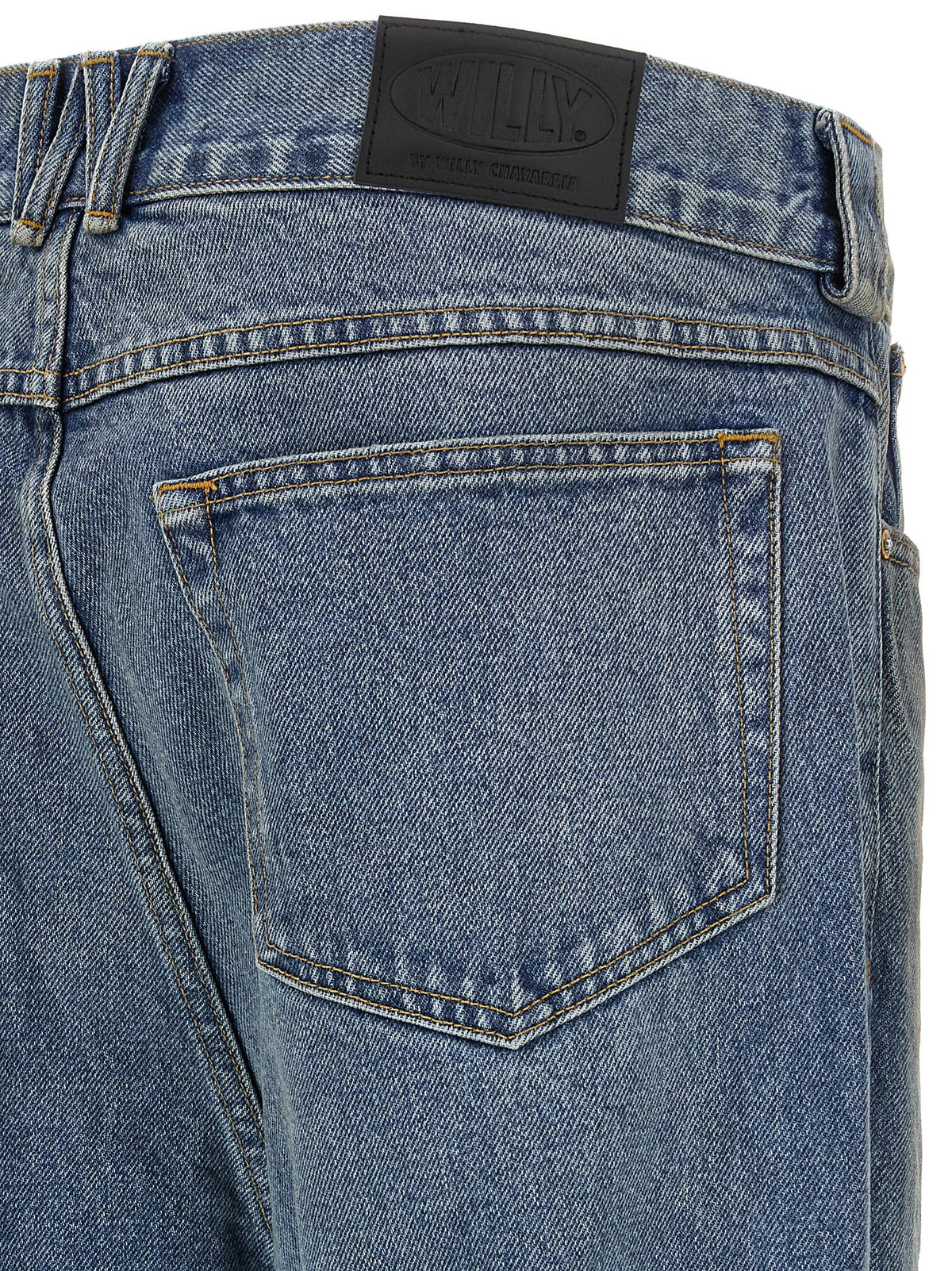 WILLY CHAVARRIA Blaue Baumwoll-Jeans mit ausgestelltem Bein