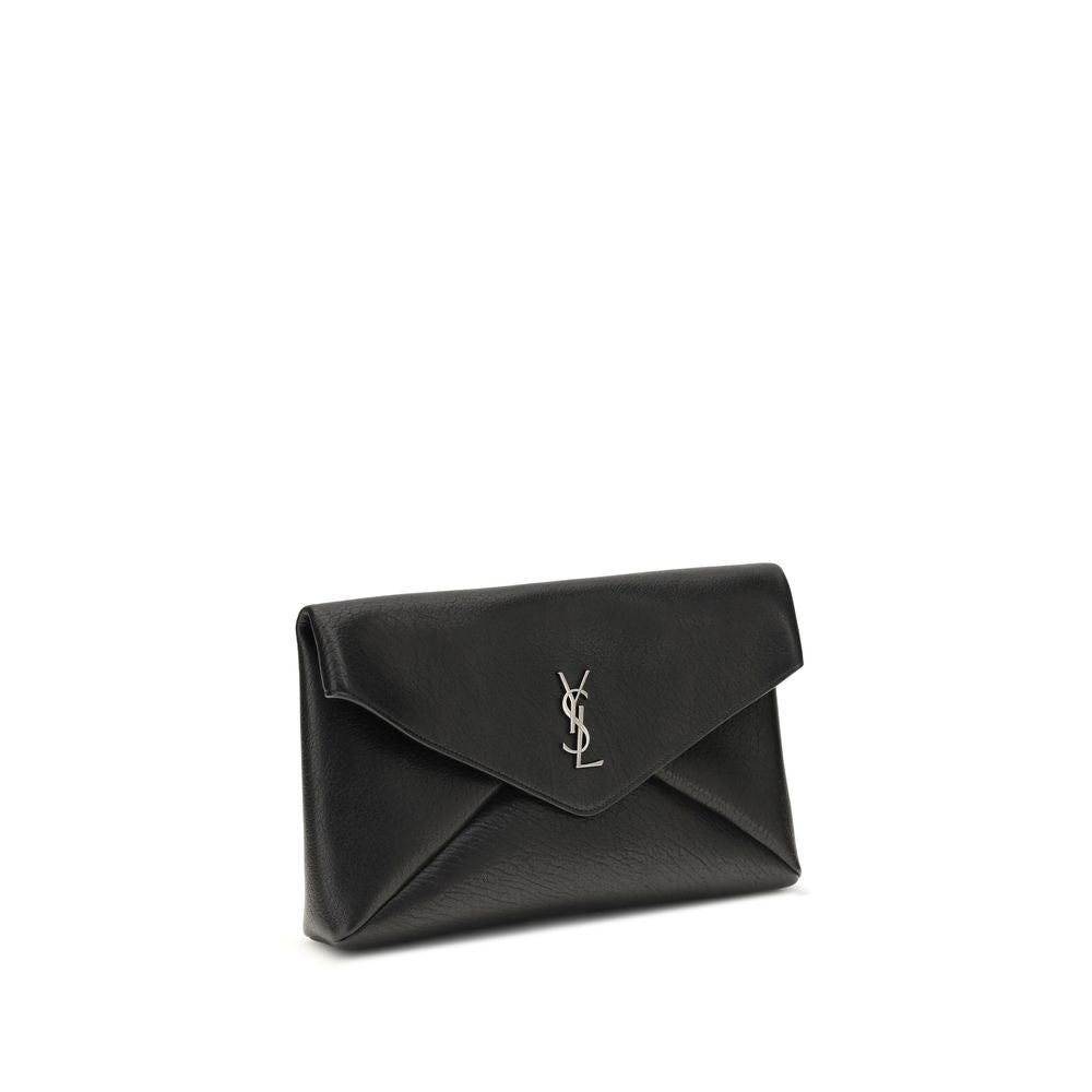 Saint Laurent Schwarze Bos Taurus Kalbsleder Clutch