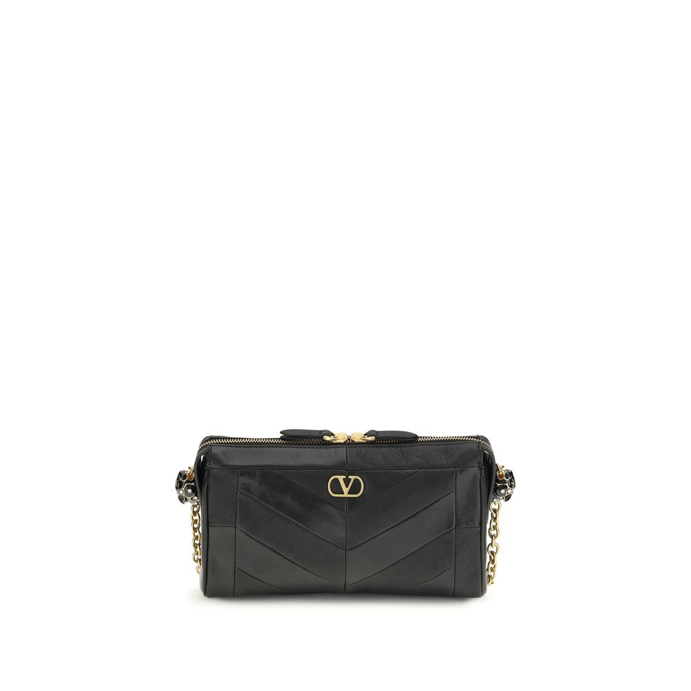 Valentino Garavani Schwarze Napa-Leder / Kalbsleder Schultertasche