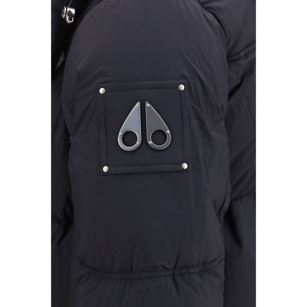 Moose Knuckles Schwarze Nylon-Jacke in voller Länge