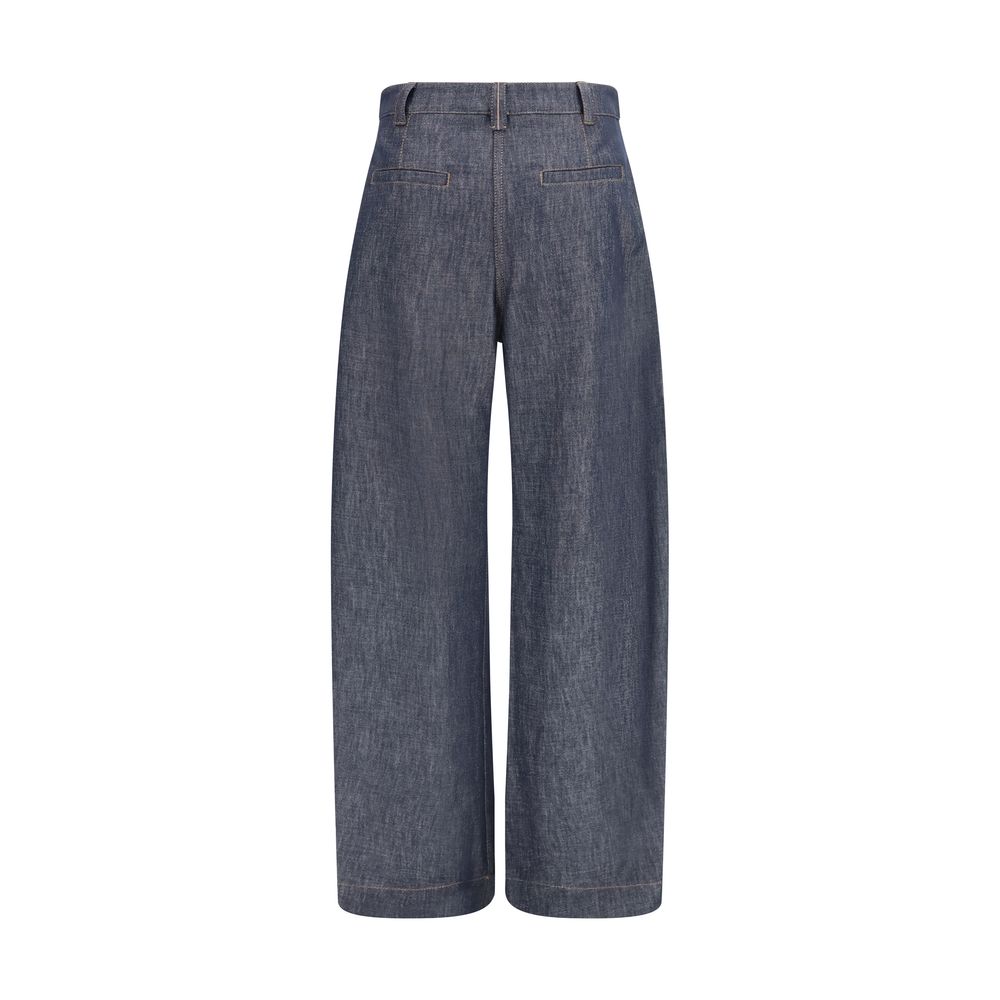 Brunello Cucinelli Blaue High-Waist Jeans aus Baumwolle
