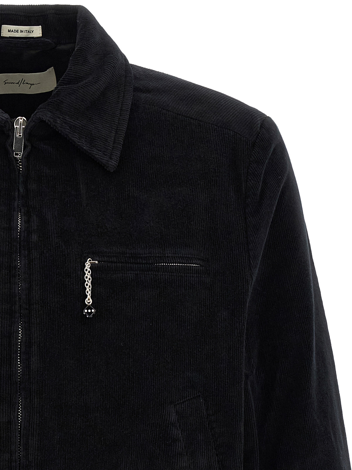 SECOND/LAYER Schwarze Baumwoll-Shell-Jacke